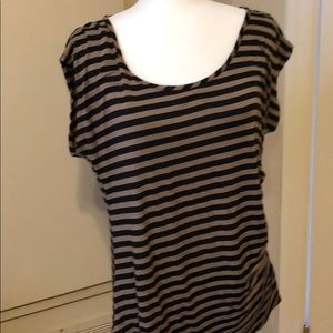 Black/Taupe cap sleeve T